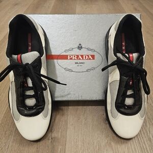 Prada America's Cup Black and White Sneakers Size 7.5